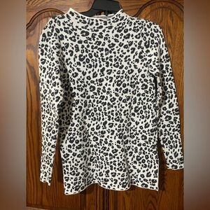 LOFT Black and White Animal Print Sweater. XS